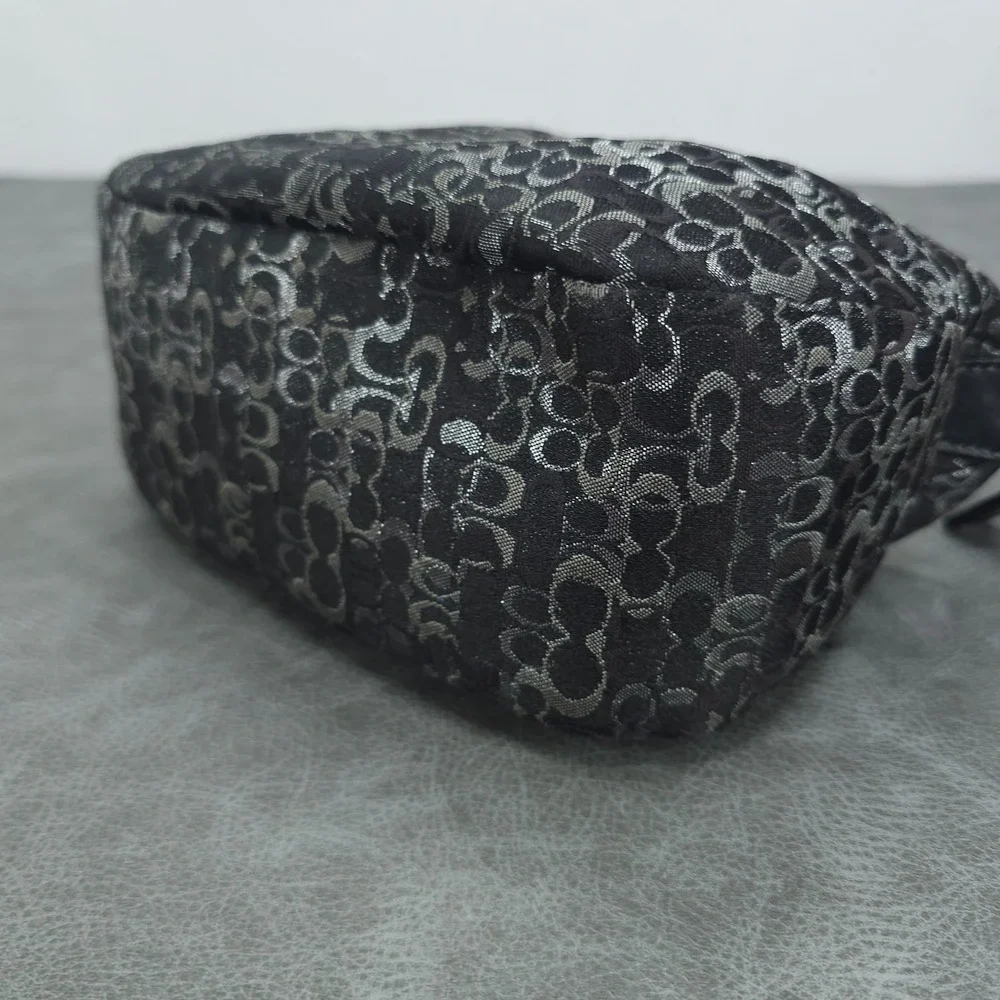 Coach Baguette Black Lurex C Pleated Op Art Signature Demi Hobo Bag Y2K